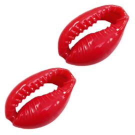 Cowrie/kauri schelp – rood (ca. 17×12 mm) – set van 5