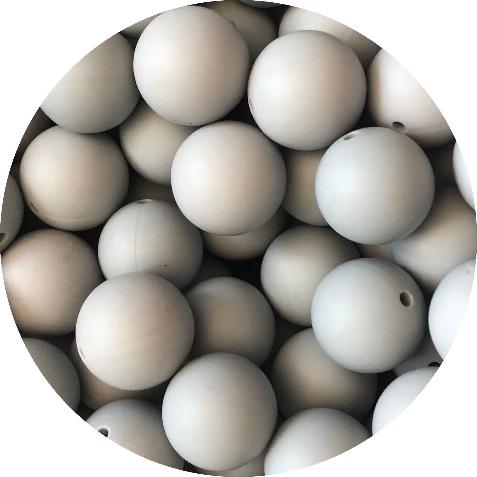 Siliconen Kralen Lichtgrijs – per stuk | Ø12 mm, Ø15 mm of Ø20 mm