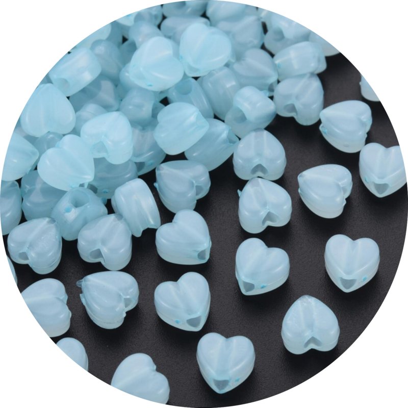 Kralen jelly hartjes blauw 50 stuks