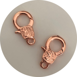Karabijnsluiting roségoudkleurig 23x15 mm – 3 stuks
