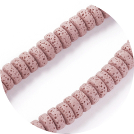 Lavasteen rondellen 8×4 mm – oudroze – 10 stuks