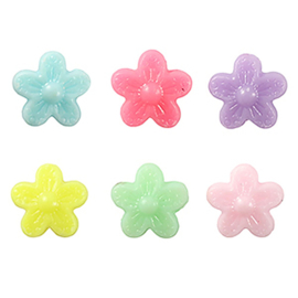 Kunststof kralen mix pastel bloem – 10 mm – rijggat 1,5 mm – per 100 stuks - OP=OP