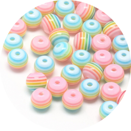 Kralen resin regenboog 6mm 50st