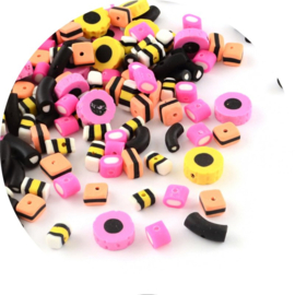 Polymeer kralen Engelse drop – ca. 6×12×3 mm – 5 stuks (mix)