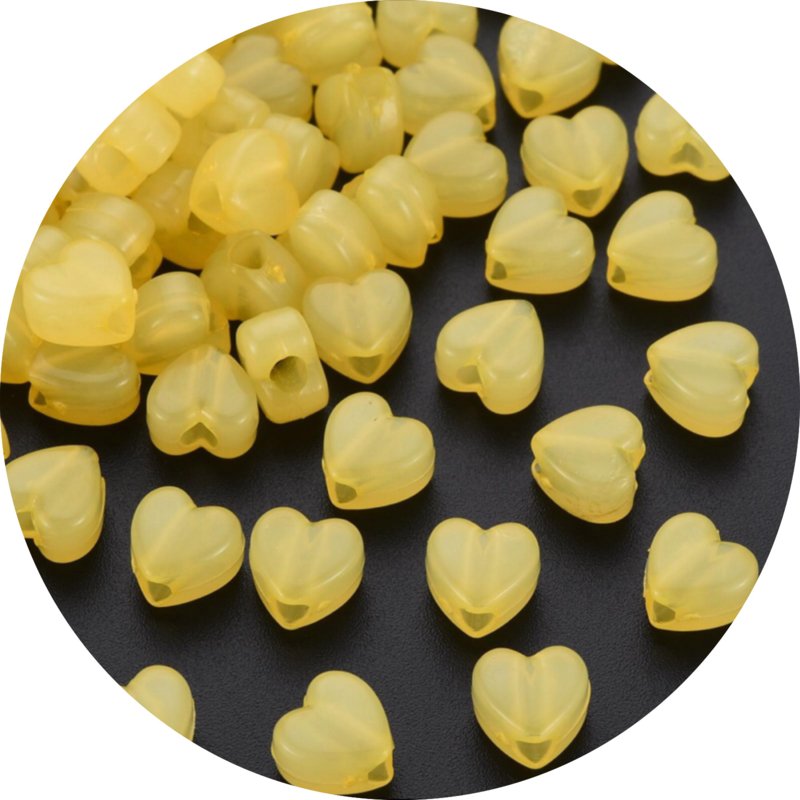 Kralen jelly hartjes geel 50 stuks