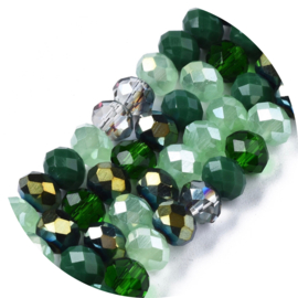 Kralen facet green mix 90st