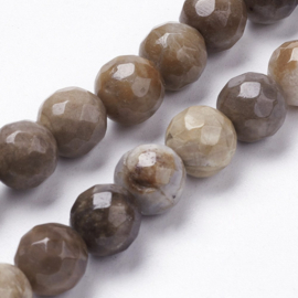 Natuursteen kralen jaspis bruin/grijs facet – 8mm – ca. 26 stuks