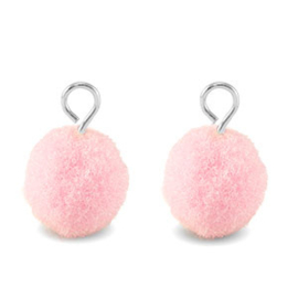 Bedels pompom light pink silver 10mm