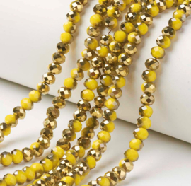 Glaskralen facet geel goud – 6x5 mm – ca. 80 stuks