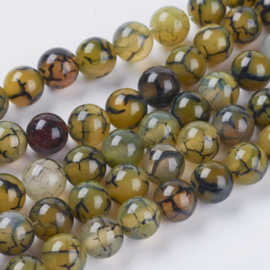 Natuursteen kralen agaat olijfgroen met aders – 8mm – ca. 24 stuks