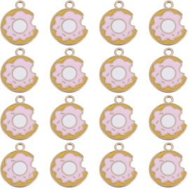 Bedels donut roze goudkleurig – 19x15mm – per 5 stuks – superdeal