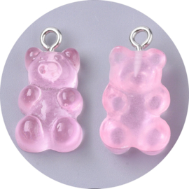Gummi-beer bedels – Roze – 12×22 mm (5 stuks)
