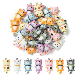 Resin bedels katten – mix – 29x15x7mm – 5 stuks
