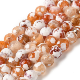 Natuursteen kralen agaat Apricot Cream - licht facet geslepen– 8mm – ca. 48 stuks