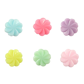 Kunststof kralen mix pastel bloem – 12 mm – rijggat 1,3 mm – per 100 stuks - OP=OP