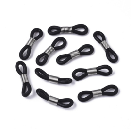 Brilkoordeindjes zwart/zilver – 20×5 mm (per paar)