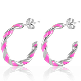 Oorbellen stainless steel roze