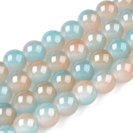 Glaskralen Two Tone turquoise oranje – 6mm – 50 stuks - superdeal