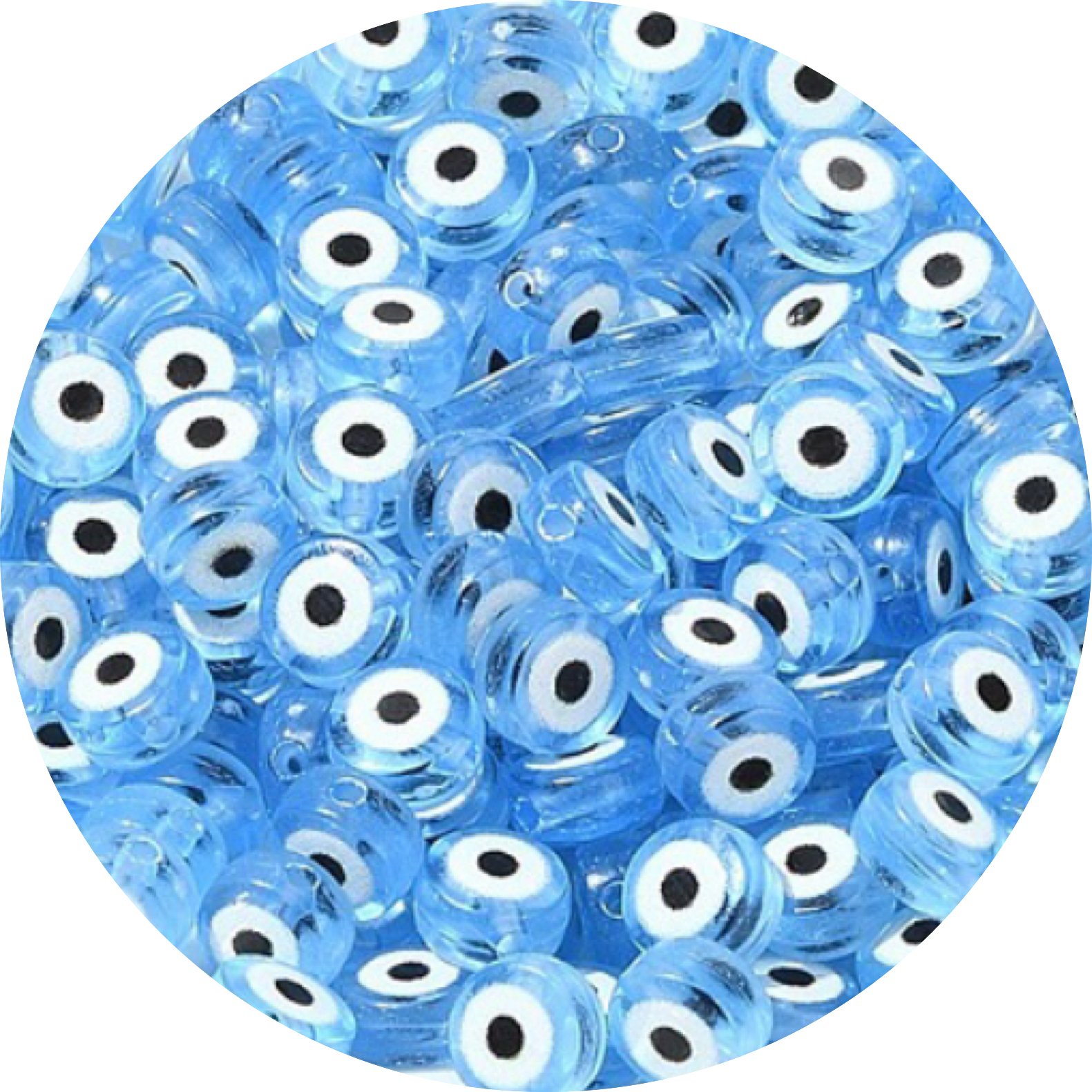 Kunststof kralen Evil Eye blauw 7 mm – 20 stuks