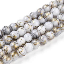 Glaskralen lichtgrijs met goud – 4 mm – ca. 100 stuks