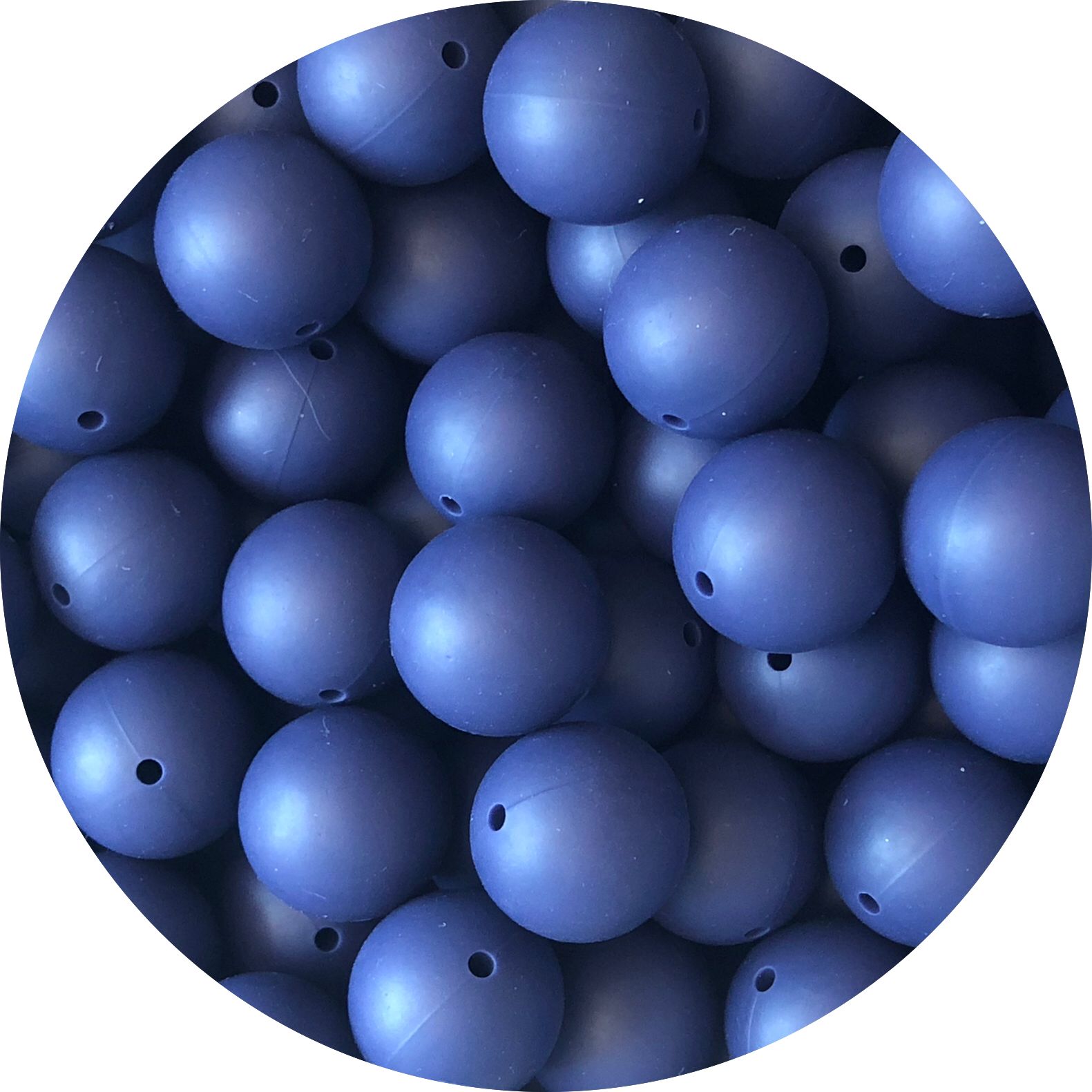 Siliconen Kralen Dusty Navy – per stuk | Ø12 mm, Ø15 mm of Ø20 mm