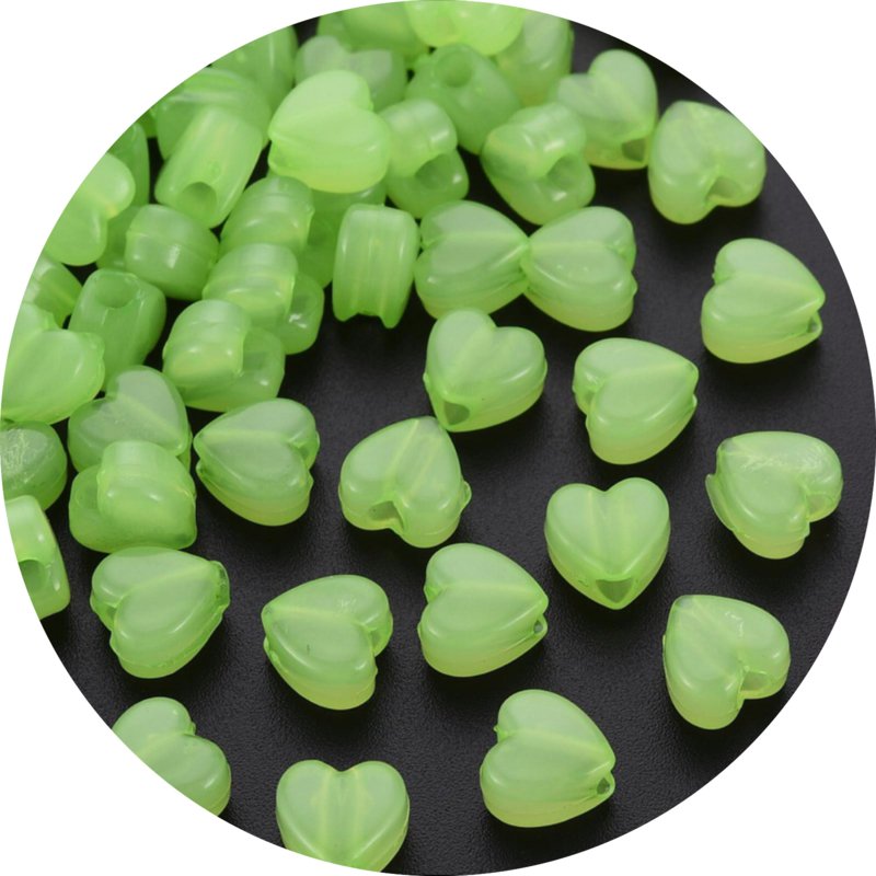 Kralen jelly hartjes groen 50 stuks