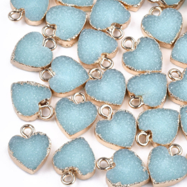 Bedel resin hart – turquoise – 15x12mm – per stuk