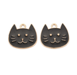 Bedel kat zwart 16×17 mm – 5 stuks