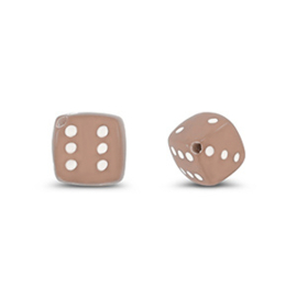 Kralen kunststof dobbelsteen taupe – 8mm – rijggat 1,4mm – per 10 stuks