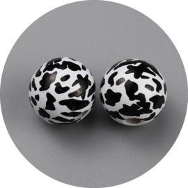 Houten kralen cowboy 15 mm – koeienpatroon – 10 stuks