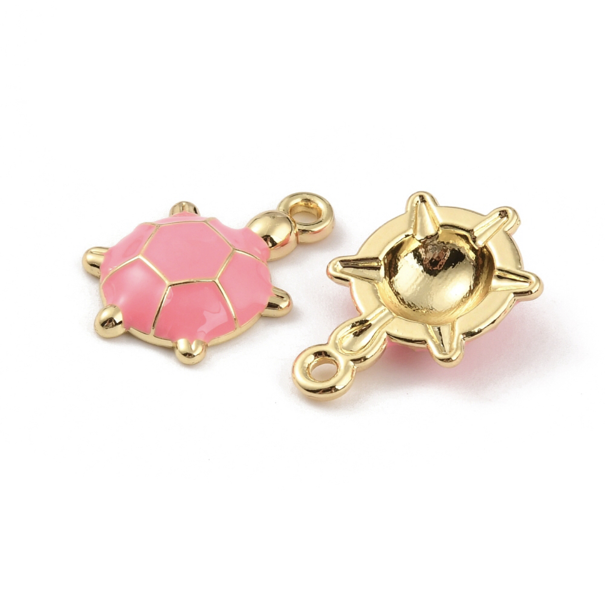 Bedel schildpad goud & roze 19x12x4mm – per stuk