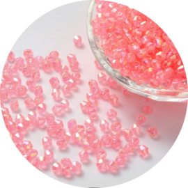 Kralen kunststof facet flamingo pink 100st