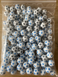 Siliconen voetbal kralen 3D +- 150 stuks 15mm restpartij