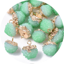 Druzy bol bedel groen – ca. 15×14×12 mm – per stuk
