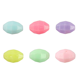 Kunststof facet kralen mix pastel – 10×7 mm – rijggat 1,7 mm – per 100 stuks - OP=OP
