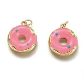 Donut bedels – roze/goud – set van 5 | De Kralen Outlet