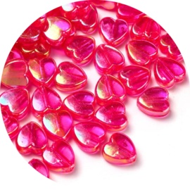 Kralen fuchsia hartjes 25st