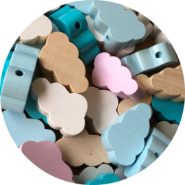 Houten wolk kralen – pastel mix - 17x29mm (5 stuks)