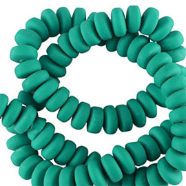 Kralen polymeer rondellen turquoise 25st