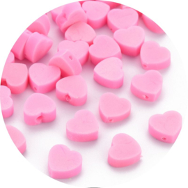 Polymeer kralen hart – ca. 9×9×5 mm – 5 stuks (roze)