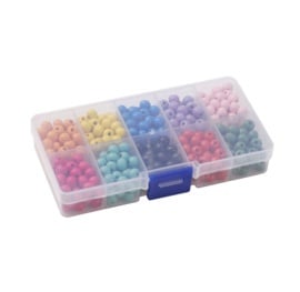 Kralenbox – Houten kralen mix (ca. 350 stuks, 10 kleuren)