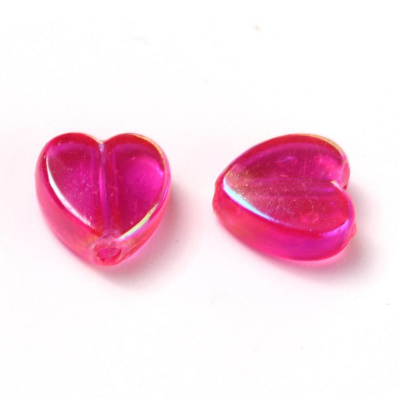 Kralen fuchsia hartjes 25st