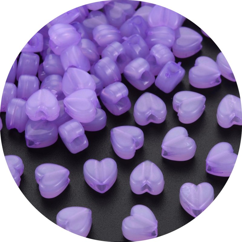 Kralen jelly hartjes paars 50 stuks