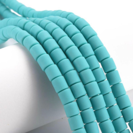 Polymeer kralen – mat turquoise 6x6mm – ca. 65 stuks