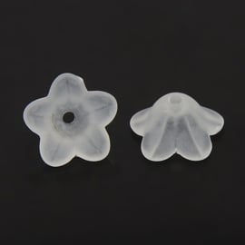 Kunststof kralen bloem – transparant – 13x13x7 mm – ca. 100 stuks