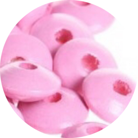 Kralen hout disc roze 25st
