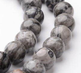 Natuursteen kralen picasso jasper – grijs – 8 mm – ca. 47 stuks