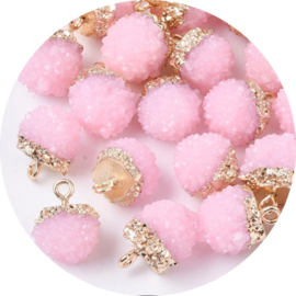 Druzy bol bedel roze – ca. 15×14×12 mm – per stuk