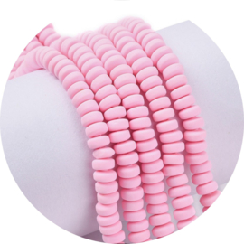 Polymeer rondellen 6x3mm – roze – ca. 110 stuks