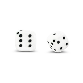 Kralen kunststof dobbelsteen wit – 8mm – rijggat 1,4mm – per 10 stuks